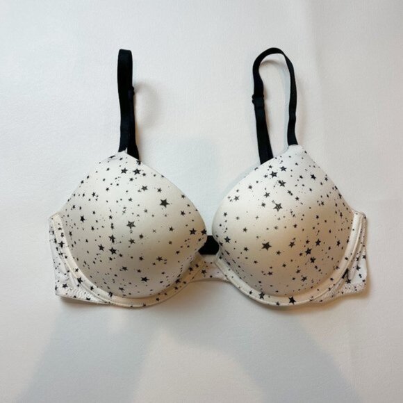 Victoria's Secret Other - NWOT Victoria's Secret Bra 32D Push-Up White Black Stars B1457